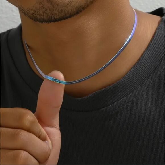 Men's Gradient Colored Stainless steel Necklace 22" - Picture 5 of 7